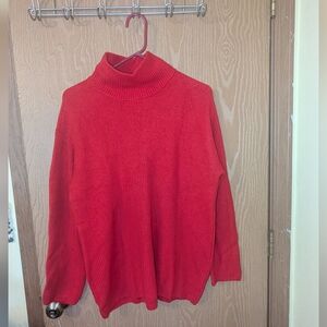 Talbot's Red Turtleneck Large Diamond Pattern Sweater - Large